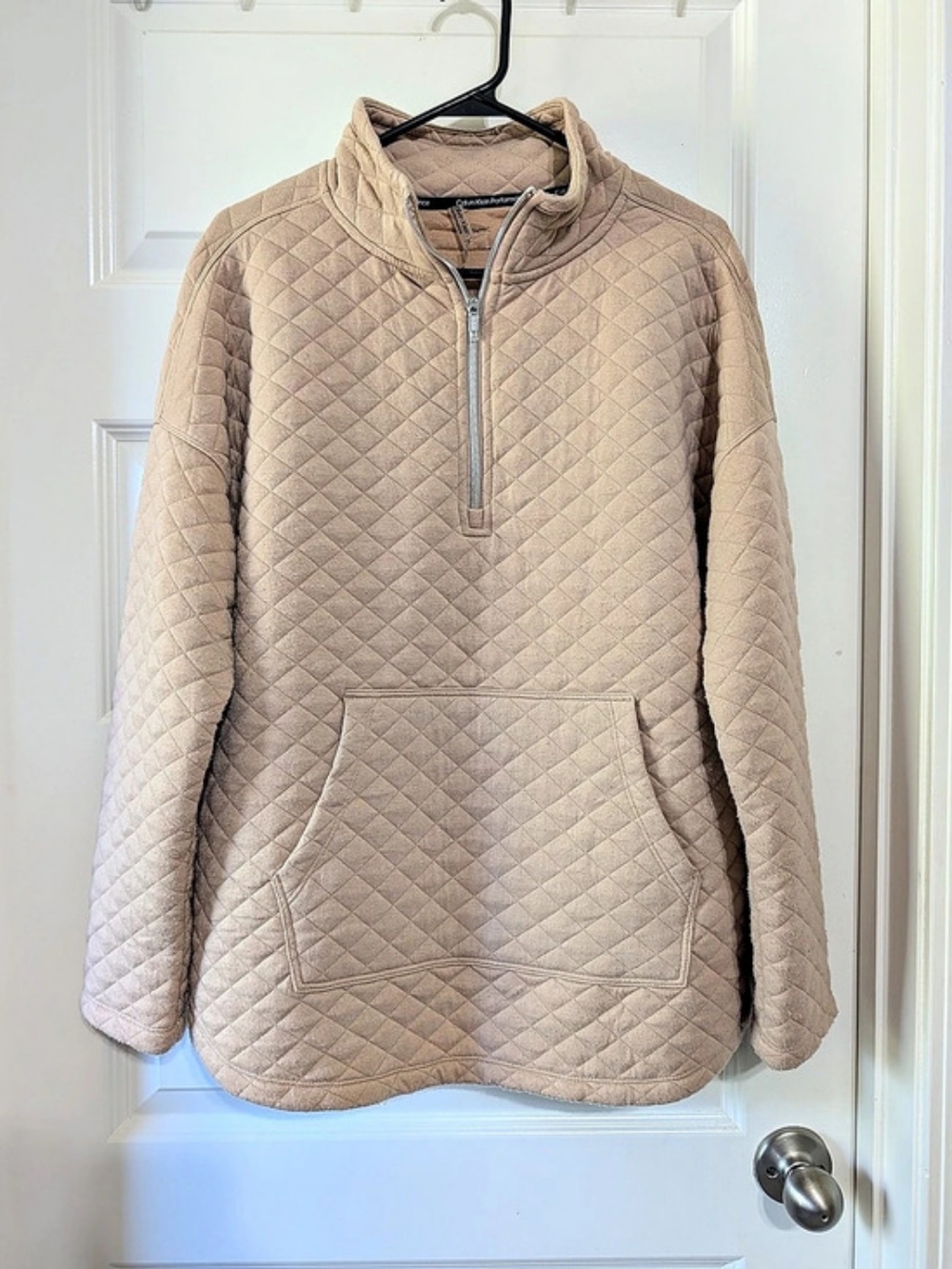 Calvin Klein Quilted Quarter-Zip Pullover in Pink XL Like New - Picture 2 of 9